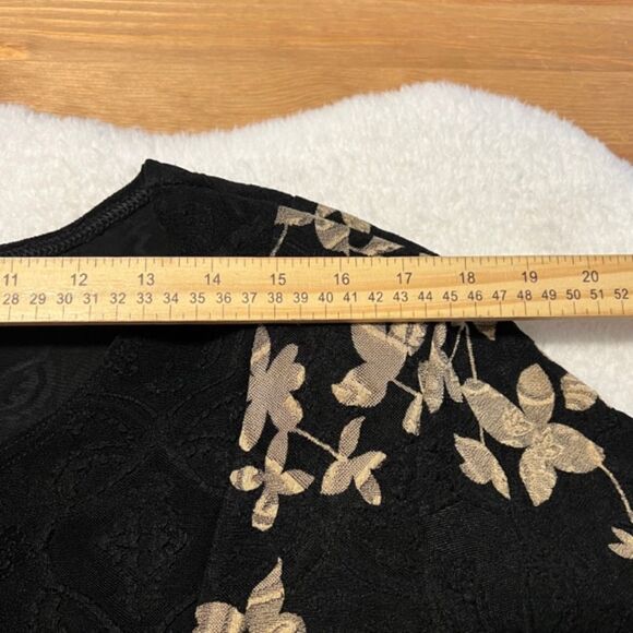 VTG Womens Black Gold Floral Embroidered Midi Dress With Side Slits Size L/XL - Picture 9 of 13